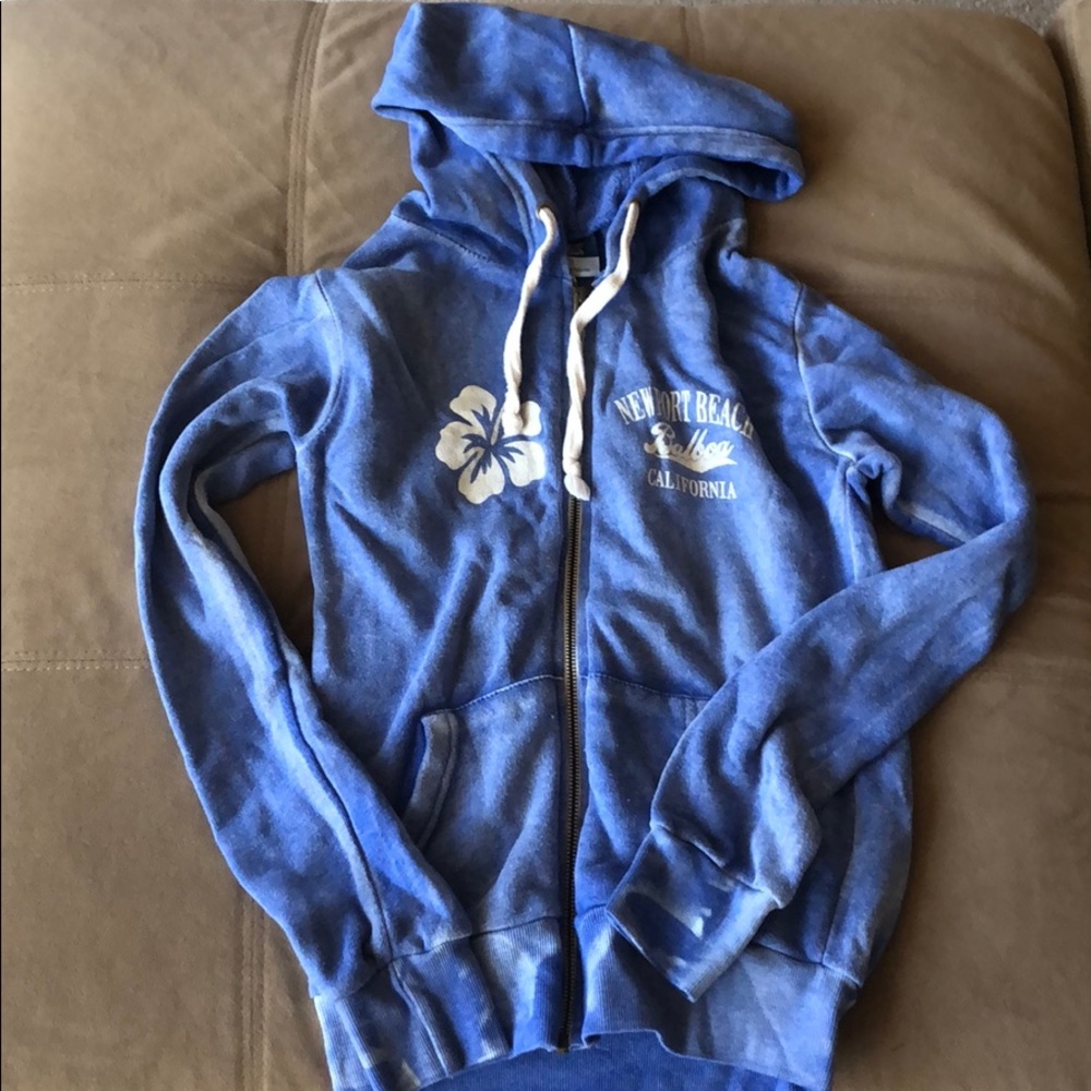 Newport Beach, CA Light Blue Full Zip Hoodie